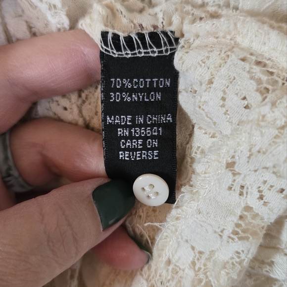 Vintage Anne French Cream Lace Top Size Large - Picture 6 of 6